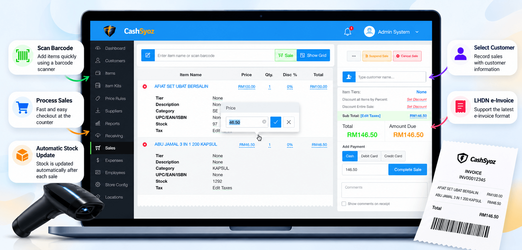 CashSyoz point-of-sale interface preview