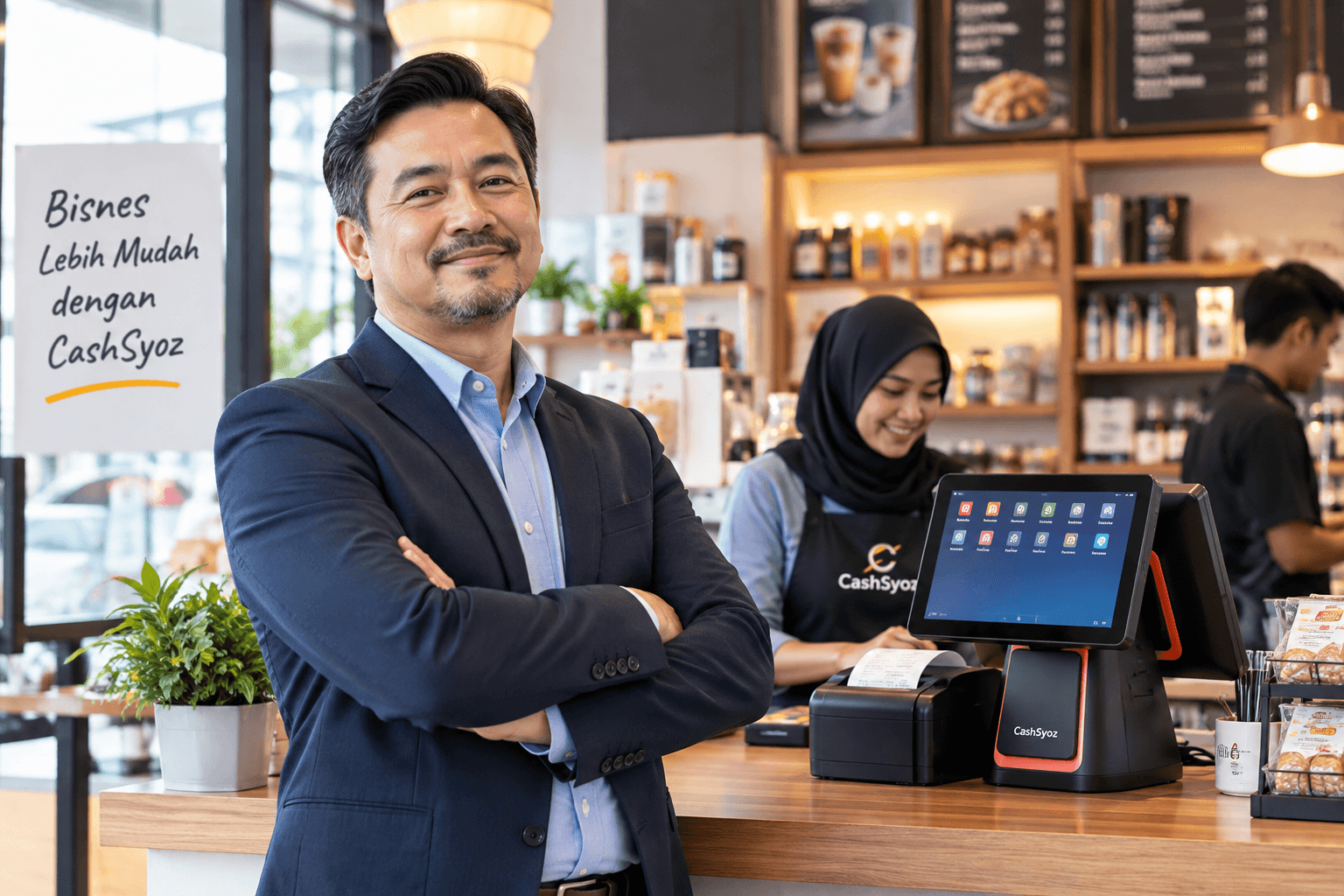 Operasi kaunter perniagaan yang sibuk dan memerlukan sistem pengurusan yang lebih tersusun